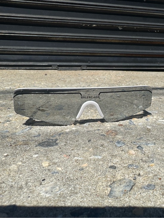 Balenciaga Accessories - Balenciaga Silver Mirrored Ski Rectangle Sunglasses